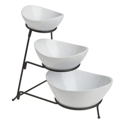 Gibson Elite Gracious Dining Dinnerware 3-Tier Oval Bowl White