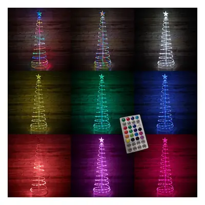 6ft (180cm) Indoor Outdoor Multifunction Colour Changing Digital Spiral Christmas Tree with Remo