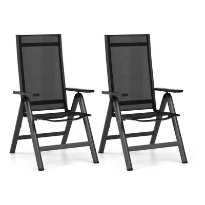 Set of Patio Folding Chairs Outdoor Dining Chairs w/7-Position Adjustable