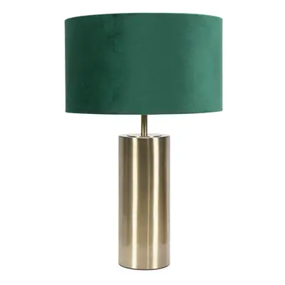 ValueLights Lexy Green Velvet and Gold Dimmer Touch Table Lamp & Bulb