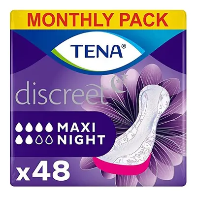 TENA Discreet Maxi Night, Incontinence Pads for Women, Specifically Designed for Night Time Prot