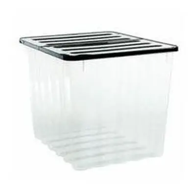 Strata 110lt Super Nova Large Plastic Storage BoxÃÂ and Lid (Pack of 2) Clear/Black Lid