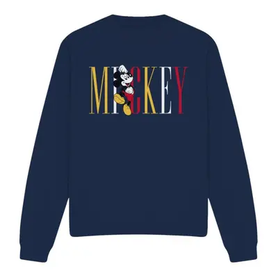 (S, Navy) Disney Unisex Adult Mickey Mouse Multicolour Name Sweatshirt