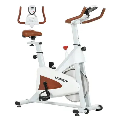 SPORTNOW Quiet Stationary Exercise Bike with Adjustable Seat, White