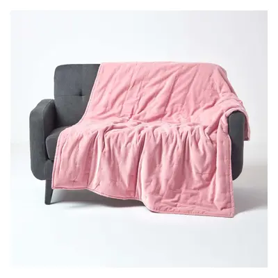 (Pink, x cm) Velvet Quilted Throw