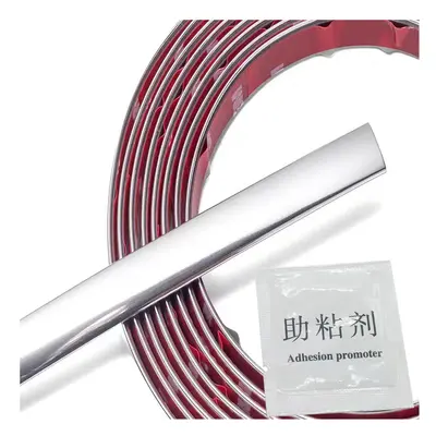 (Silver L5m-W20mm) Universal 20mm Wide Car Chrome Bright Strips Silver Gold Black Red Exterior