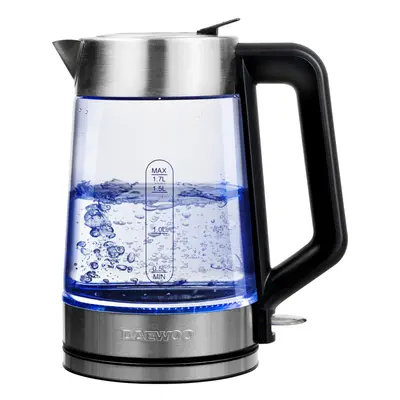 DAEWOO 3000W 1.7L EASY FILL ELECTRIC GLASS KETTLE WITH LED ILLUMINATION RAPID BOIL