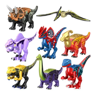 (Style J 8pcs) Large Dinosaur Figure Big Size Indominus T Rex Blocks Lego Toys