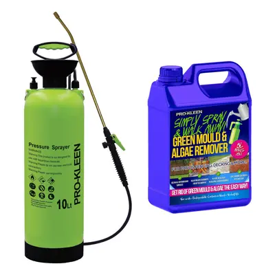 (Pro-Kleen Simply Spray & Walk Away Patio Cleaner x 5L) Garden Sprayer 10L Pump Action Patio Cle