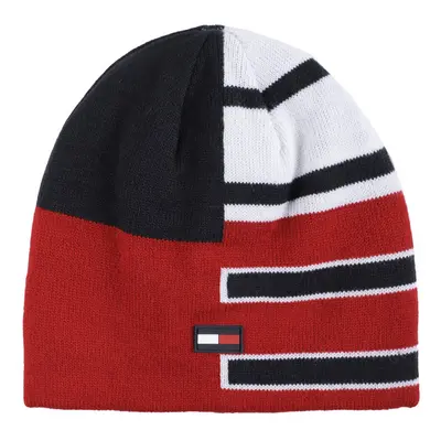 Tommy Hilfiger Boy's Patchwork Stripe Reversible Beanie Scarlet Sage