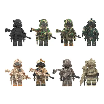 8pcs police military series special forces assembled human block toys