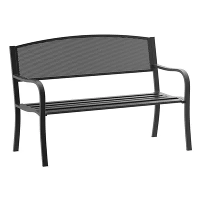 Outsunny Seater Metal Bench Patio Park Loveseat Garden Chair Outdoor Seating