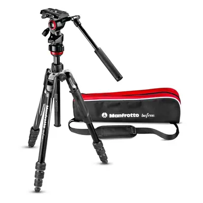 Manfrotto Befree Live 4-Section Aluminum Compact Travel Video Tripod with Fluid Head Black/Silve