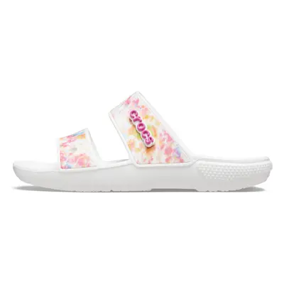 crocs Unisex-Adult classic Tie Dye Two-Strap Sandals MultiWhite Me