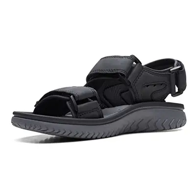 Clarks Wesley Bay Flat Sandal Black Synthetic Medium