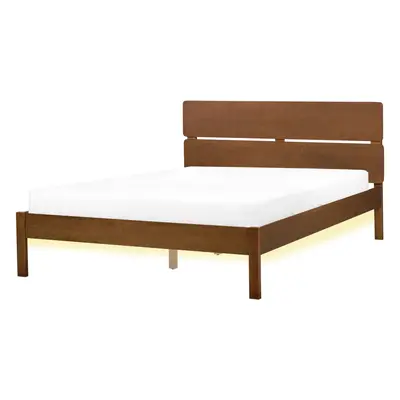 Bed with LED BOISSET x cm (EU Double) LED Light Wood