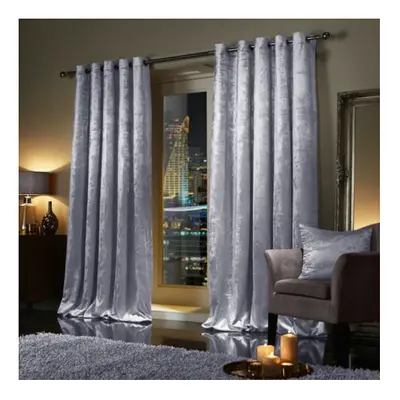 (66" x 90" (168cm x 228), Grey) Luxury Velvet Curtains Ready Made Eyelet Ring Top