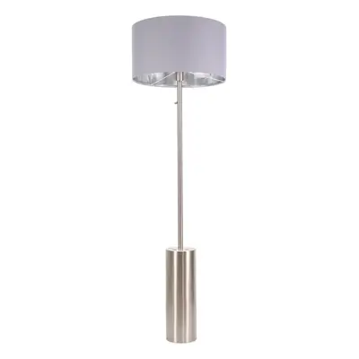 ValueLights Lexy Grey & Chrome Shade & Chrome Dimmer Floor Lamp & Bulb