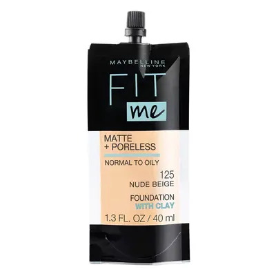 Maybelline New York Fit Me Matte + Poreless Liquid Foundation Pouch Format Nude Beige 1.3 Ounce