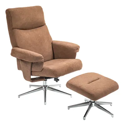 HOMCOM Recliner Chair with Footstool with Adjustable Back Light Brown