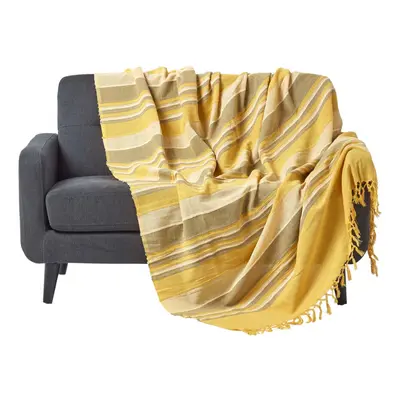 (225 x cm, Yellow) Cotton Morocco Striped Throw