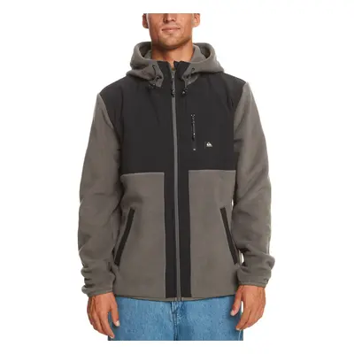 (M, Iron Gate) Quiksilver Mens Polar Full Zip Hooded Warm Winter Fleece Jacket