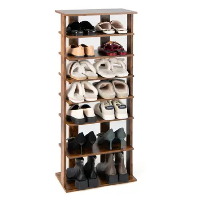 (110cm, Brown) 7-Tier Shoe Rack Tower Organiser with Removable Shelves