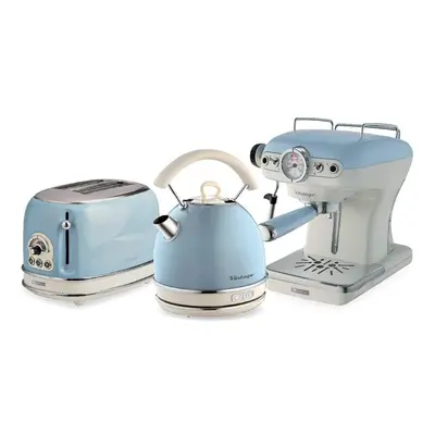 Ariete ARPK18 Retro Style Dome Kettle, Slice Toaster and Espresso Machine Set, Vintage Design, B