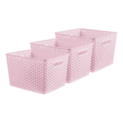 curver My Style x3 Large Rectangular Storage Basket 18L - Pink