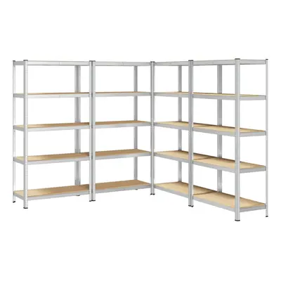 vidaXL 5-Layer Storage Shelves pcs Silver Steel&Engineered Wood