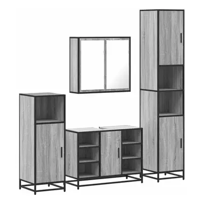 (grey sonoma) vidaXL 4ÃÂ Piece Bathroom Furniture SetÃÂ Black Engineered Wood bathroom cabinet