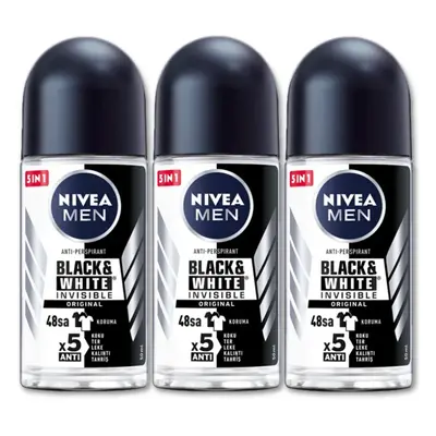 Nivea 48h Deodorant Roll-on Roll on Invisible for Black&white Anti Perspirant 50ml (Original Pac