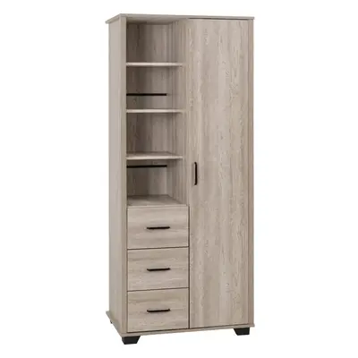 (1 Door Drawer Open Shelf Wardrobe) Oliver Bedroom Furniture Range in Light Oak Effect