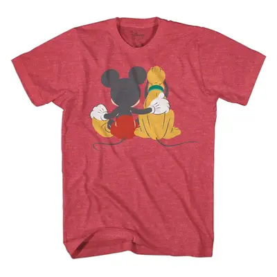 Disney Mickey and Pluto Back Best Friends Disneyland World Tee Funny H