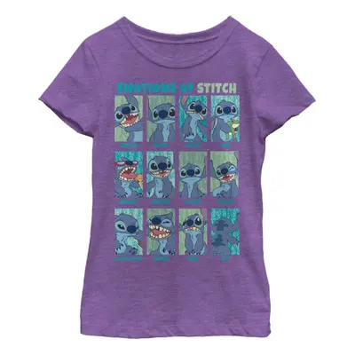 Disney Lilo Stitch Emotion Girl's Heather Crew Tee Purple Berry Smal