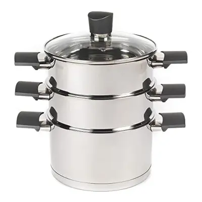 RH01170EU Tier Steamer with Glass Lid Vegetable Steam Cooking Pan Stainless Steel Steaming Pan I