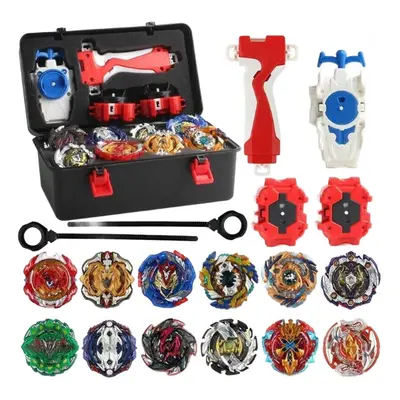 (Black) 12X Beyblade Burst Set Spinning with Launcher+Box