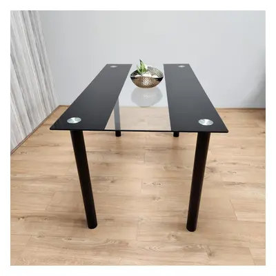 Dining Table Black Glass Kitchen Place for Seats, Dining Table Only (Black H x 120 x W cm)