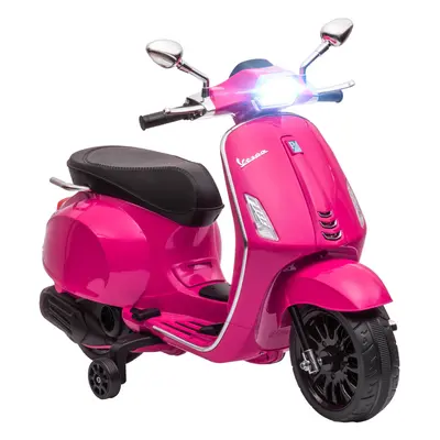 AIYAPLAY Vespa Licensed 12V Kids Electric Bike w/ Training Wheels, Pink