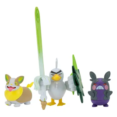 Pokemon - Battle Figure Set 3-Pack - Yamper Hangry Morpeko Sirfetch'