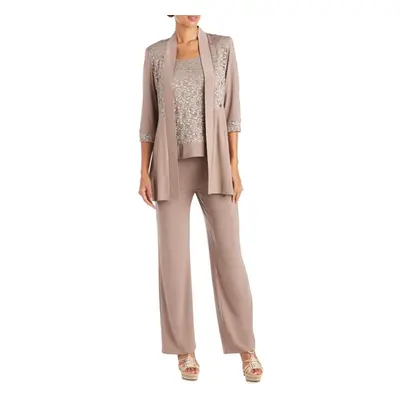 R&M Richards Women's Lace Pant Set Mocha