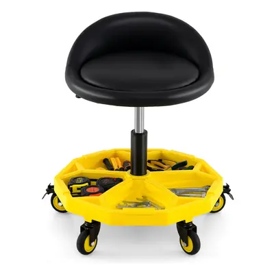 Rolling Garage Stool 54-67cm Adjustable Rolling Mechanic Stool-Yellow