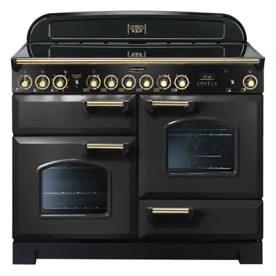 Rangemaster CDL110ECCB/B Classic Deluxe Charcoal Black with Brass Trim 110cm Ceramic Range Cooke