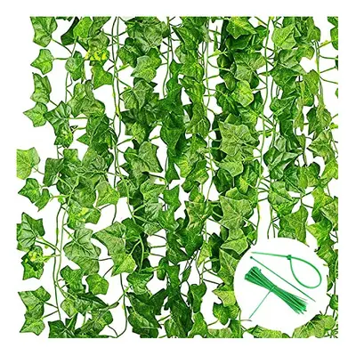 Ivy Artificial Garland, Pack Fake Ivy Decorations, Green Ivy with Nylon Cable Ties, Plants Ivy V