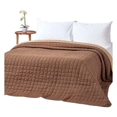 (Chocolate & Mink Brown, x cm) Cotton Quilted Reversible Bedspread