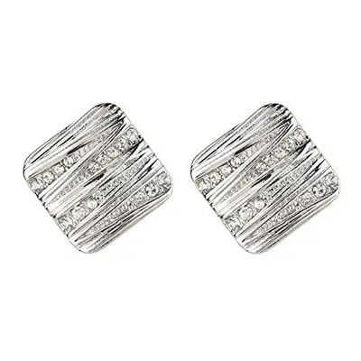 Clip On Earrings - Silver Plated With Clear Crystals - Clara