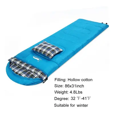 (4.8lbs-Blue) Desert&Fox Soft Flannel Sleeping Bags with Pillow for Adult Kids Winter Sleeping B