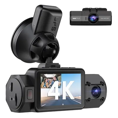 N2S 4K Dash Cam with GPS, Front and Inside Dual 2.5K 1440P, IR Night Vision Uber Car Camera, 24/