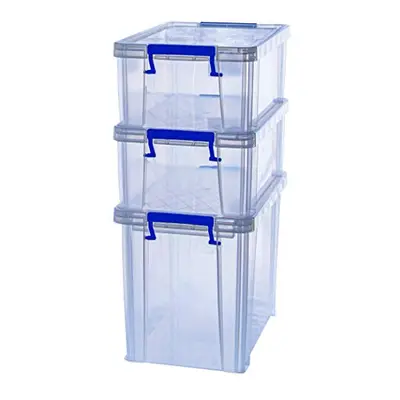 Bankers Box Plastic Storage Boxes with Lids, Pack of 3, x Litre + x 18.5 Litre. ProStore Strong 