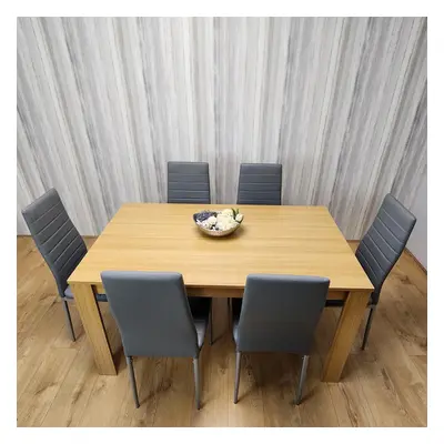 Dining Set of Dining Table and Grey Faux leather Chairs Dinig Room Furniture